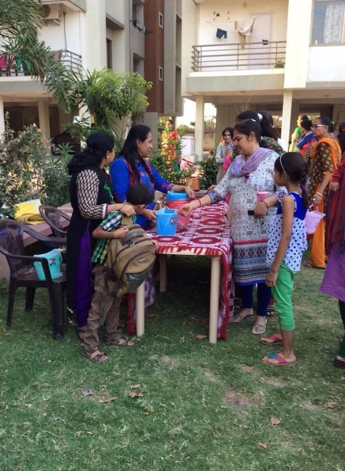 Residents at the campaign registration desk